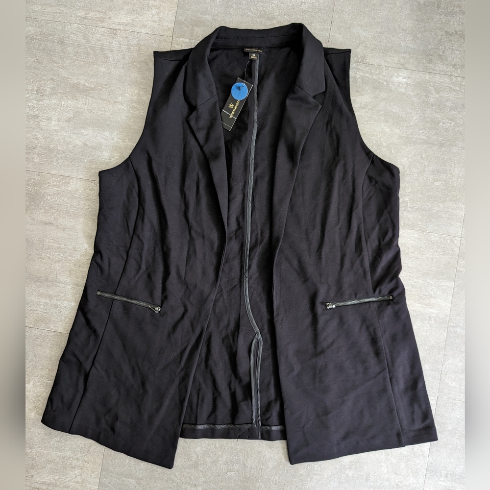 Worthington Women’s Black Sleeveless Blazer/ Jacket/ Vest  Size XL New With Tags